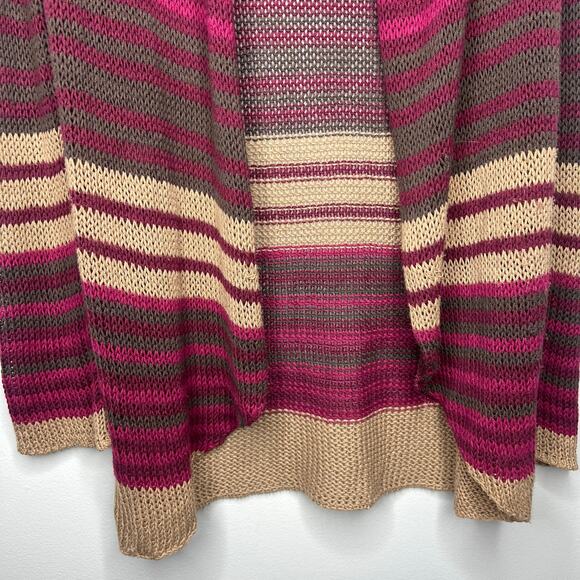 Wooden Ships Paola Buendia Striped Open Knit Cardigan Sweater M/L Boho Coastal - Picture 3 of 10